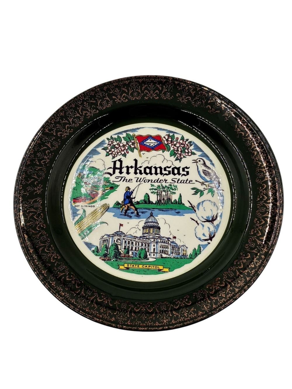 Vintage Arkansas The Wonder State Souvenir Plate Homer Laughlin Made In USA